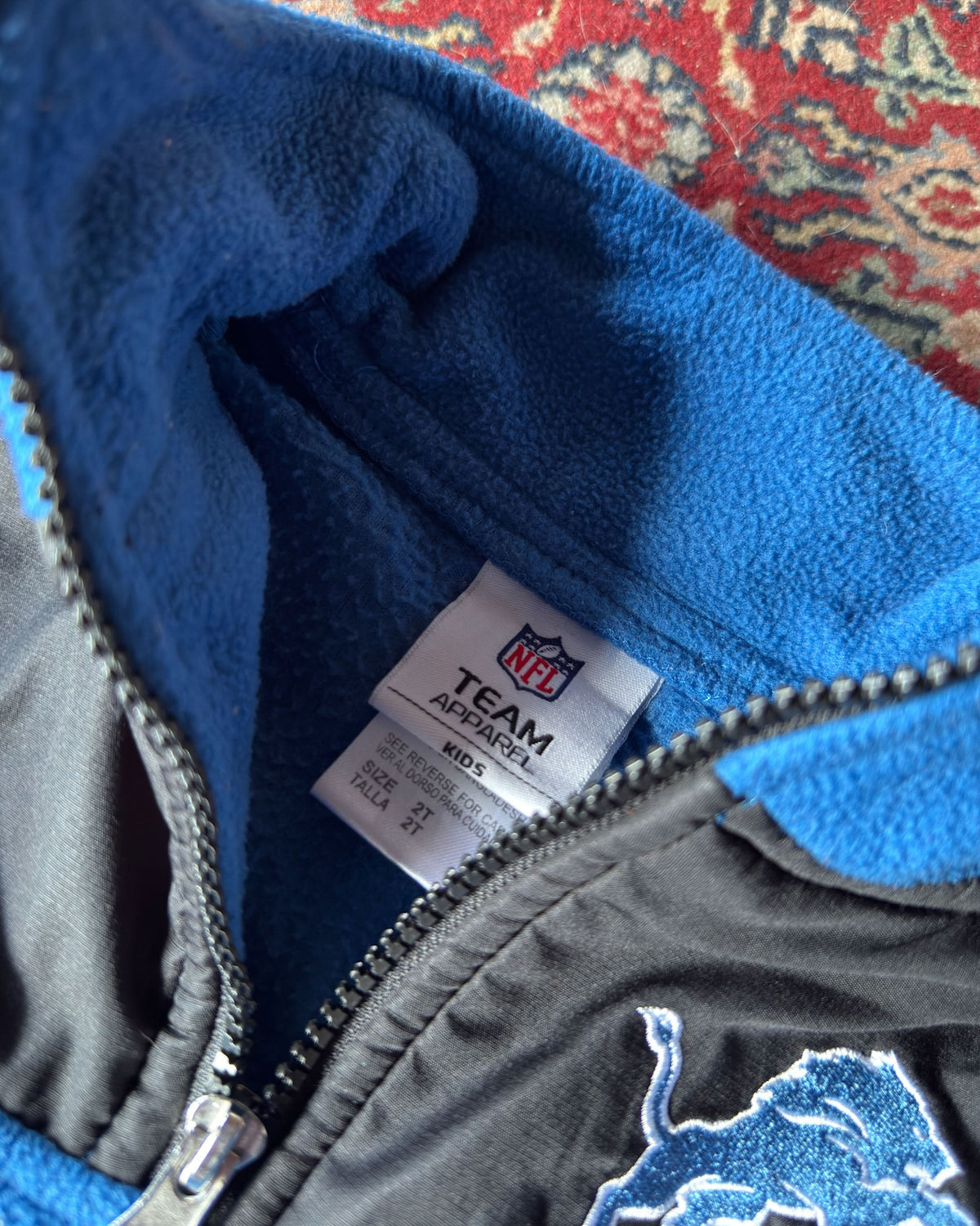 Vintage Youth Detroit Lions NFL Embroidered Logo 1/4 Zip Fleece Sweatshirt Size 2T
