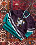 Vintage Youth 90s Anaheim Mighty Ducks NHL CCM Maska Hockey Jersey Size XL