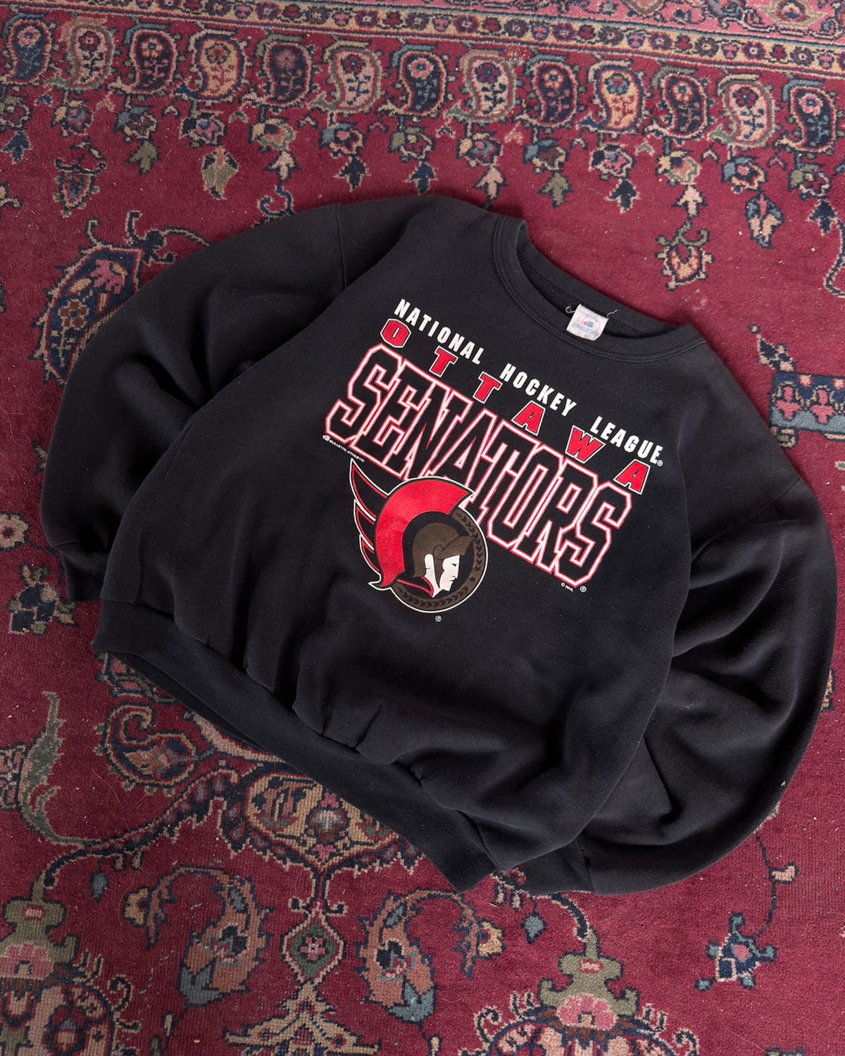 Vintage Youth Ottawa Senators NHL Spellout Logo Graphic Sweatshirt Size XL