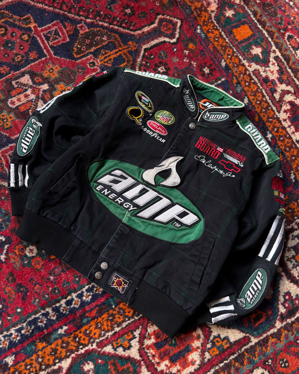 Vintage Youth Dale Earnhardt Jr Amp Racing Nascar Jeff Hamilton Race Jacket Size M 7-8