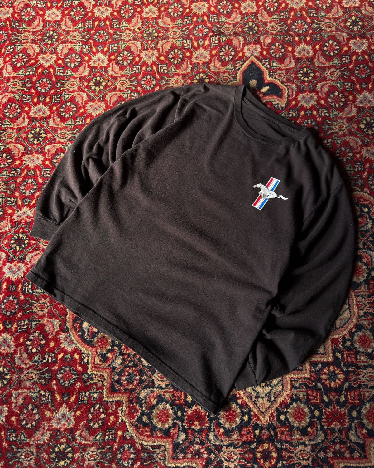 Vintage Mustang It's Not Gettin' The Horses Out Of The Barn Slogan Long Sleeve T-Shirt Size Medium