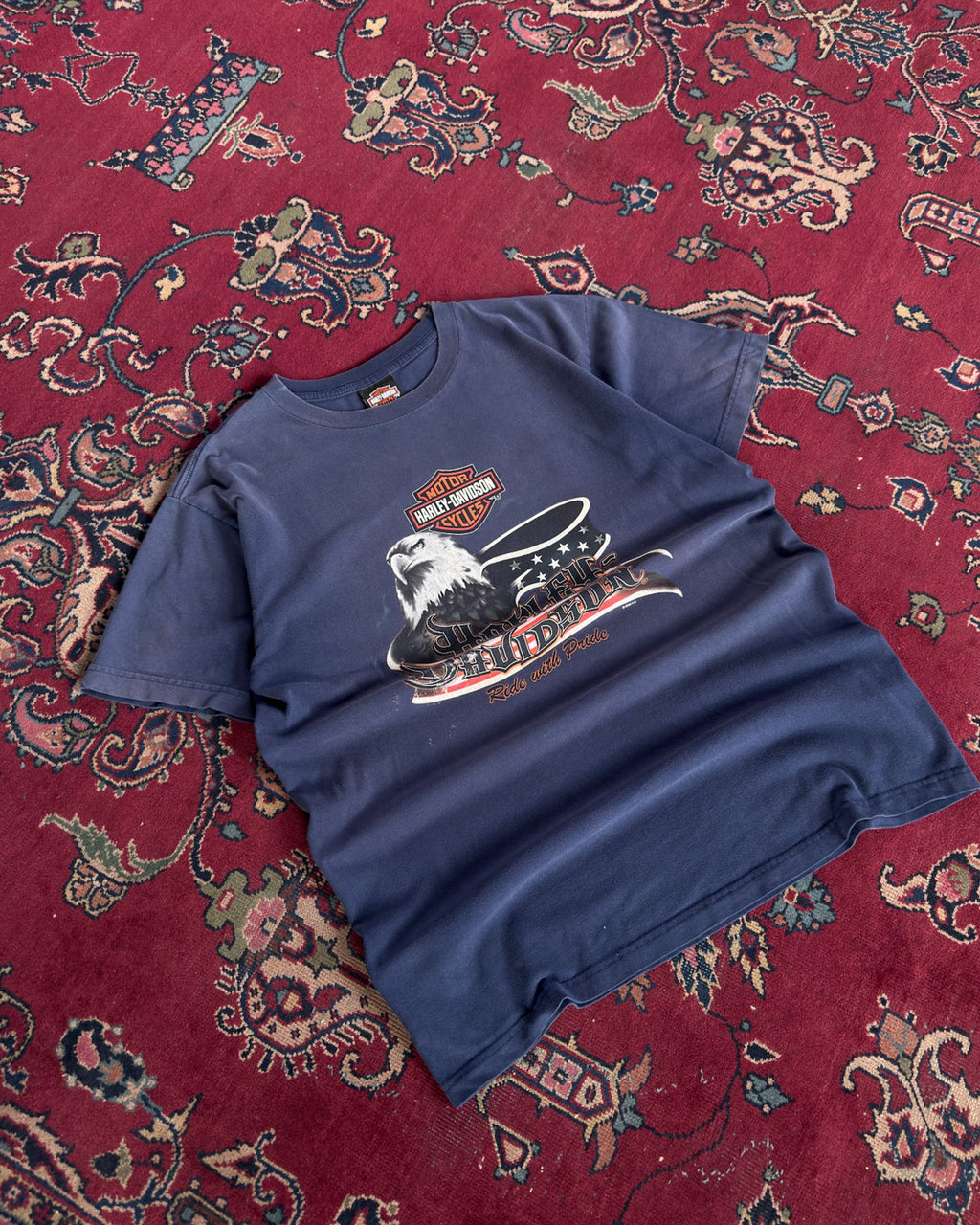 Vintage Harley Davidson Ride With Pride Bald Eagle Graphic T-Shirt Size Large