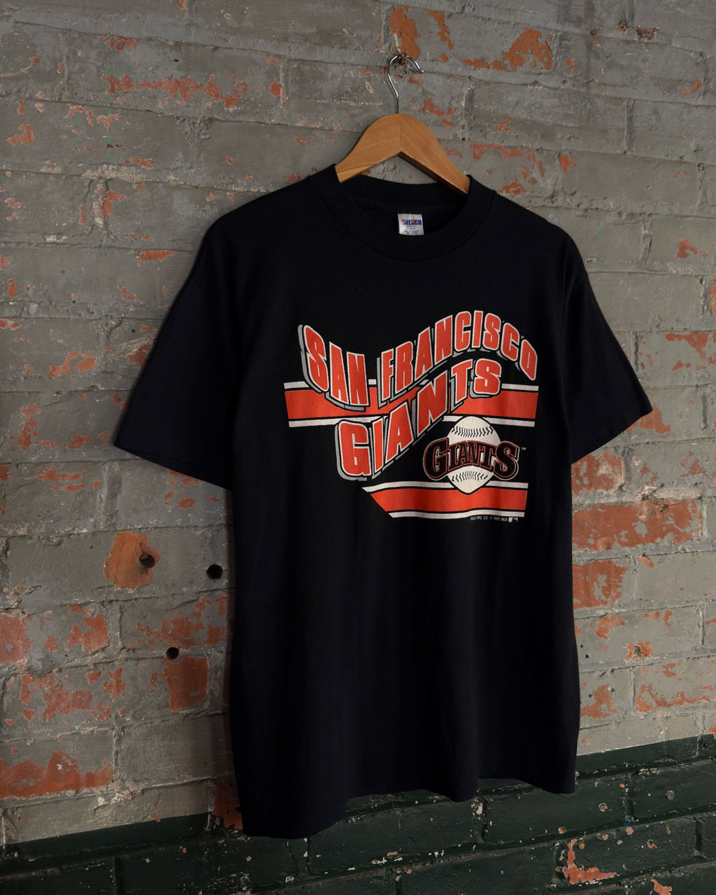 Vintage 1990 San Francisco Giants MLB Spellout Graphic Baseball T-Shirt Size Large