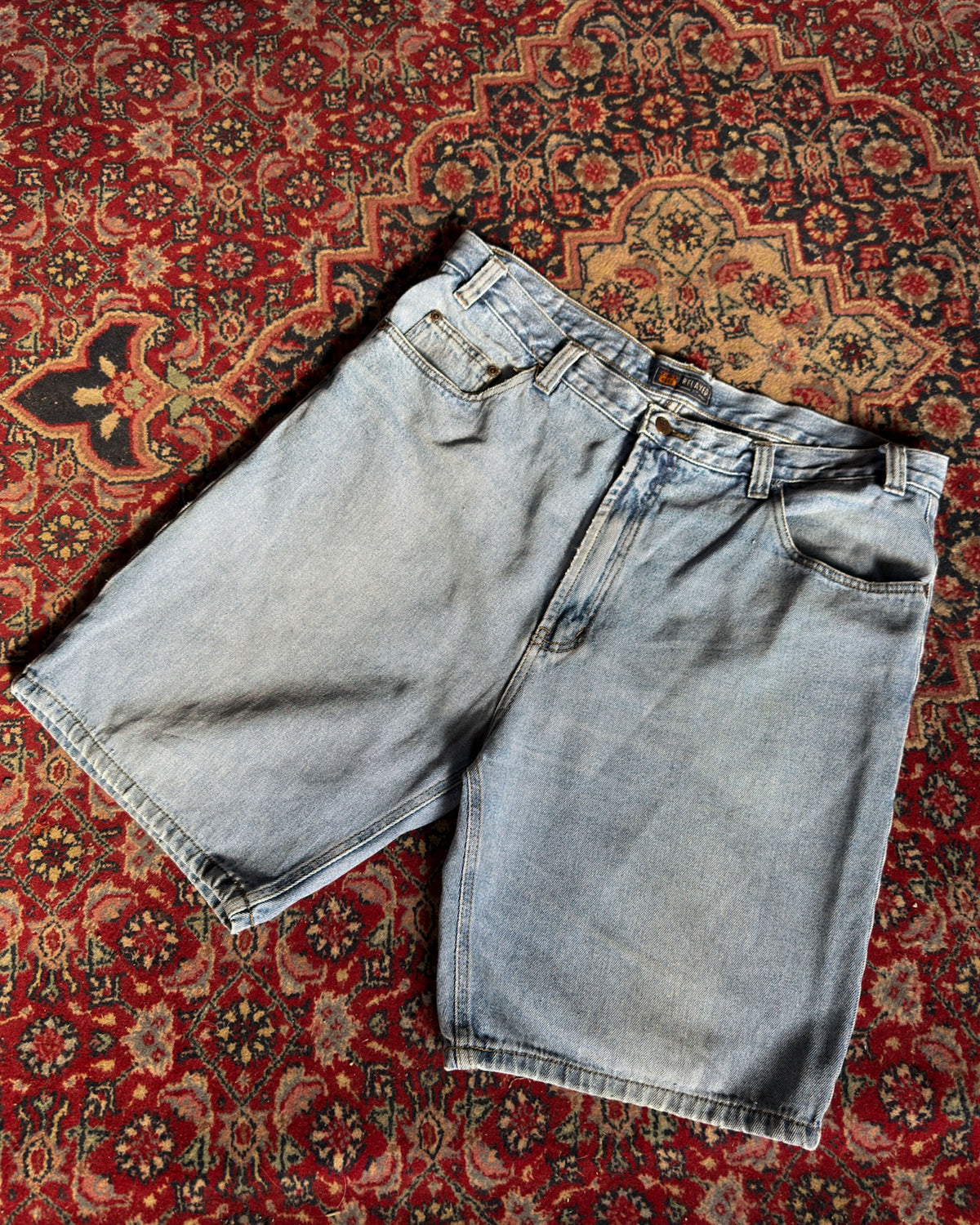 Vintage Route 66 Light Wash Denim Relaxed Fit Shorts Size 40