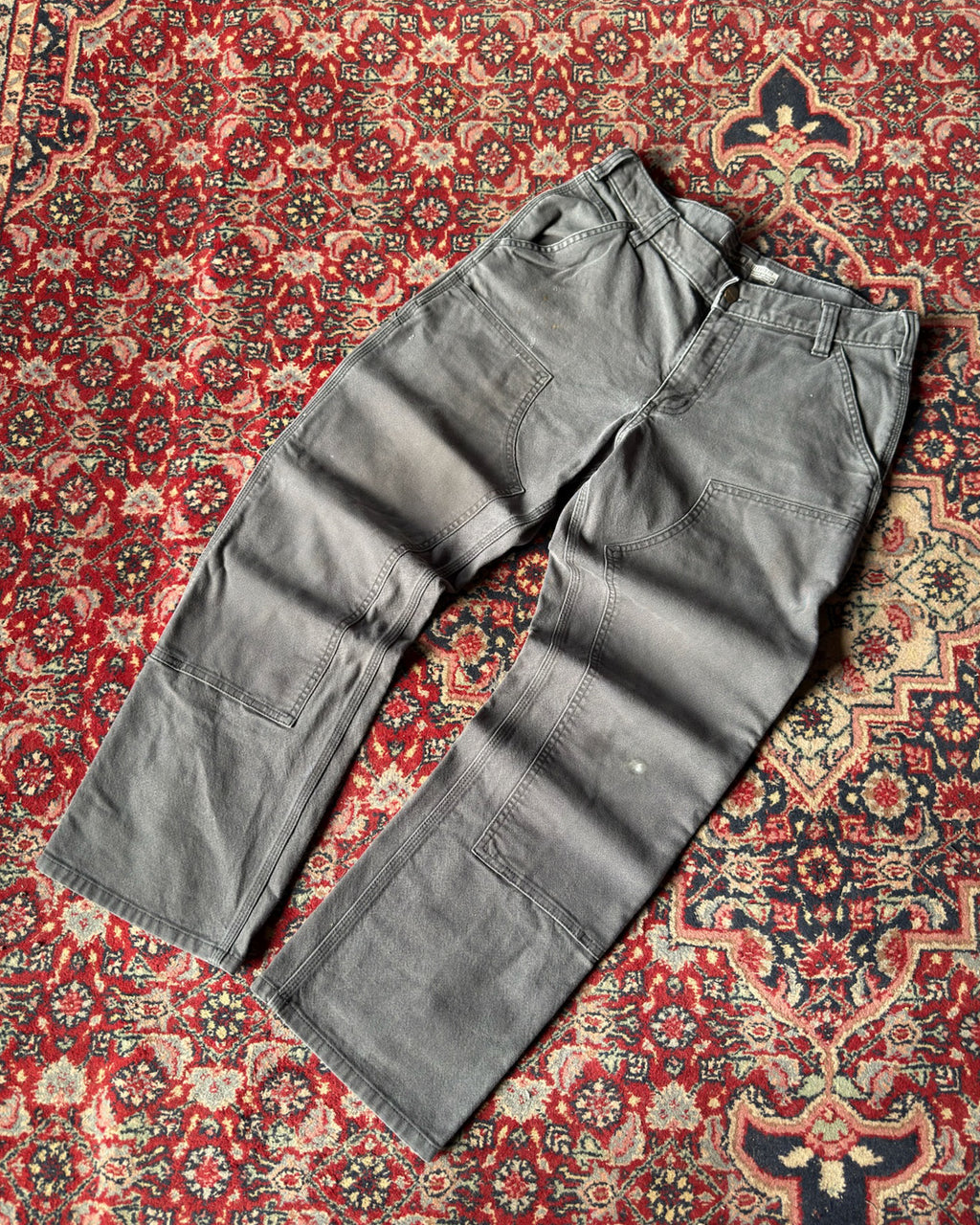 Carhartt Relaxed Fit Canvas Workwear Five Pocket Double Knee Gray Pants Size 32