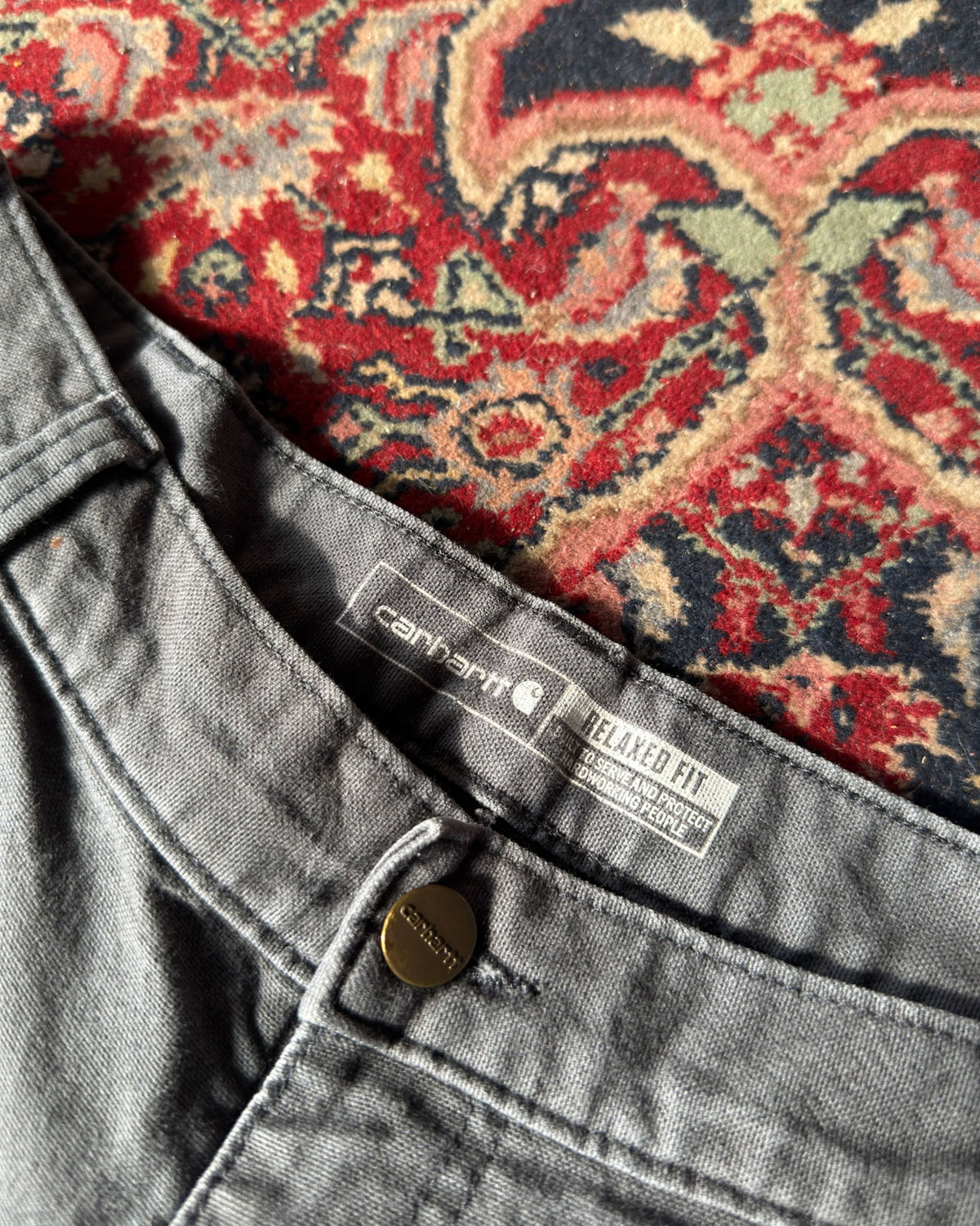 Carhartt Relaxed Fit Canvas Workwear Five Pocket Double Knee Gray Pants Size 32