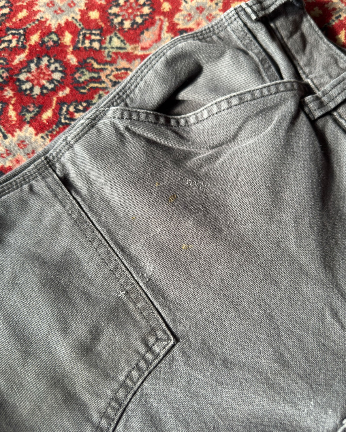 Carhartt Relaxed Fit Canvas Workwear Five Pocket Double Knee Gray Pants Size 32
