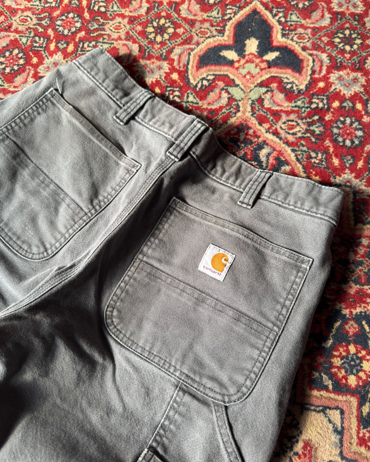 Carhartt Relaxed Fit Canvas Workwear Five Pocket Double Knee Gray Pants Size 32