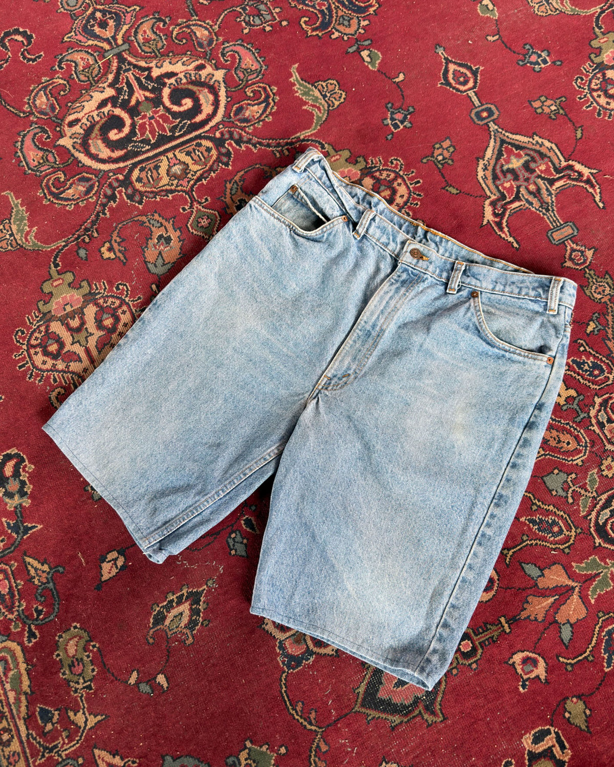 Vintage 80s Levis 619 Orange Tab Light Wash Denim Shorts Size 38