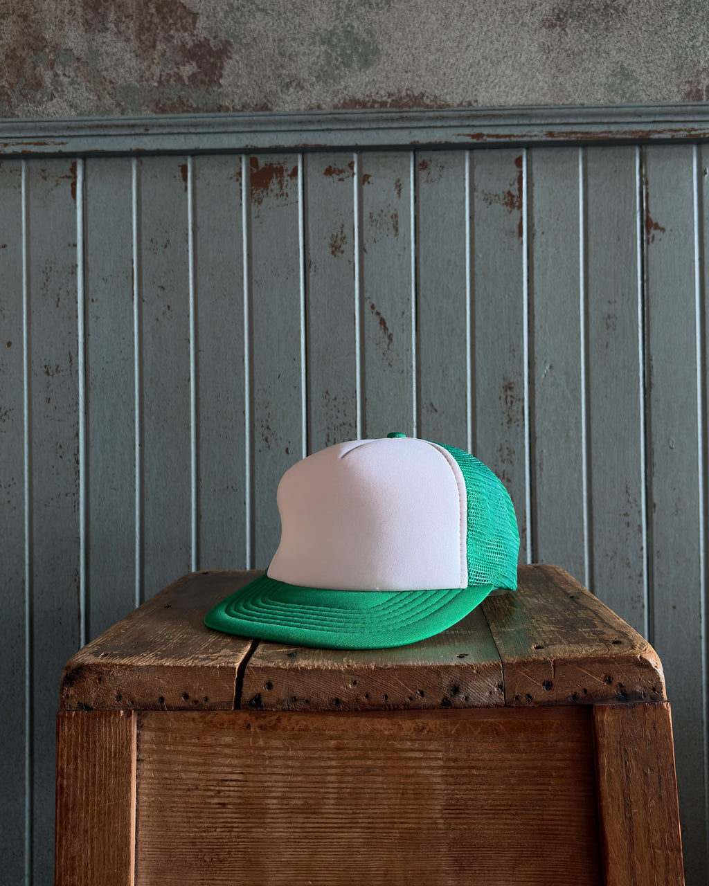 Vintage 80s/90s Green Blank Trucker Snapback Hat OSFA