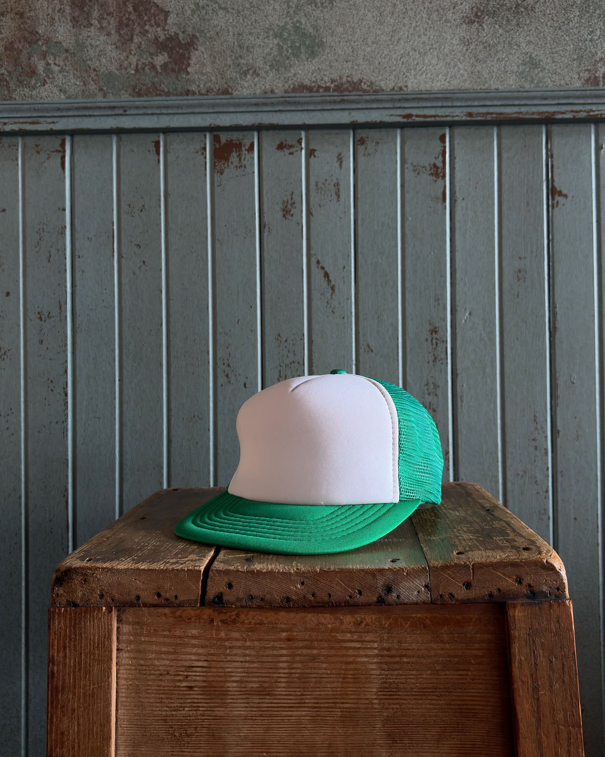 Vintage 80s/90s Green Blank Trucker Snapback Hat OSFA