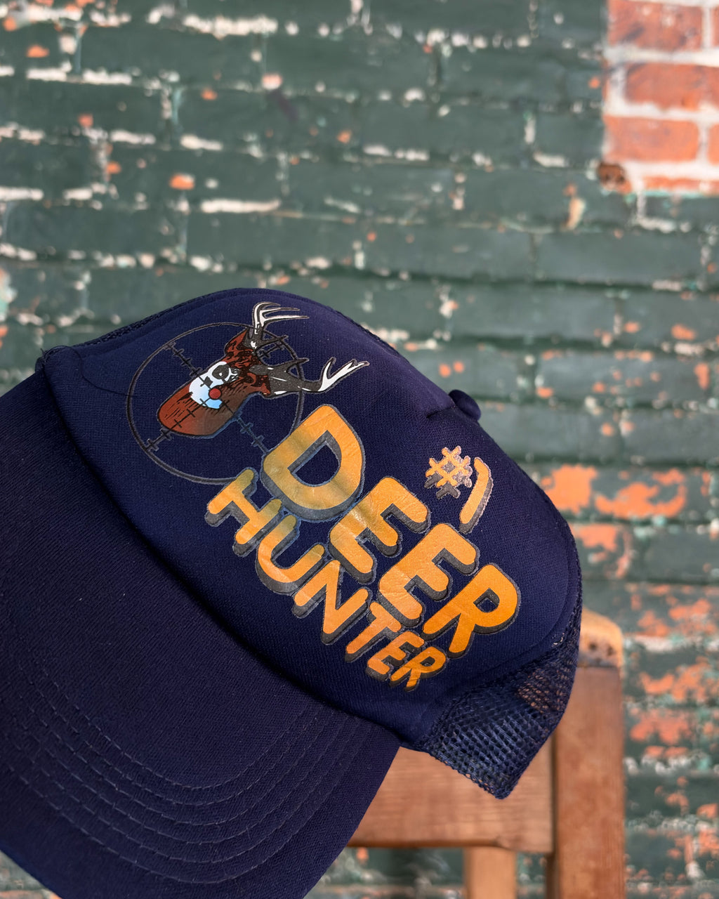 Vintage 80s/90s #1 Deer Hunter Graphic Spellout Trucker Snapback Hat OSFA