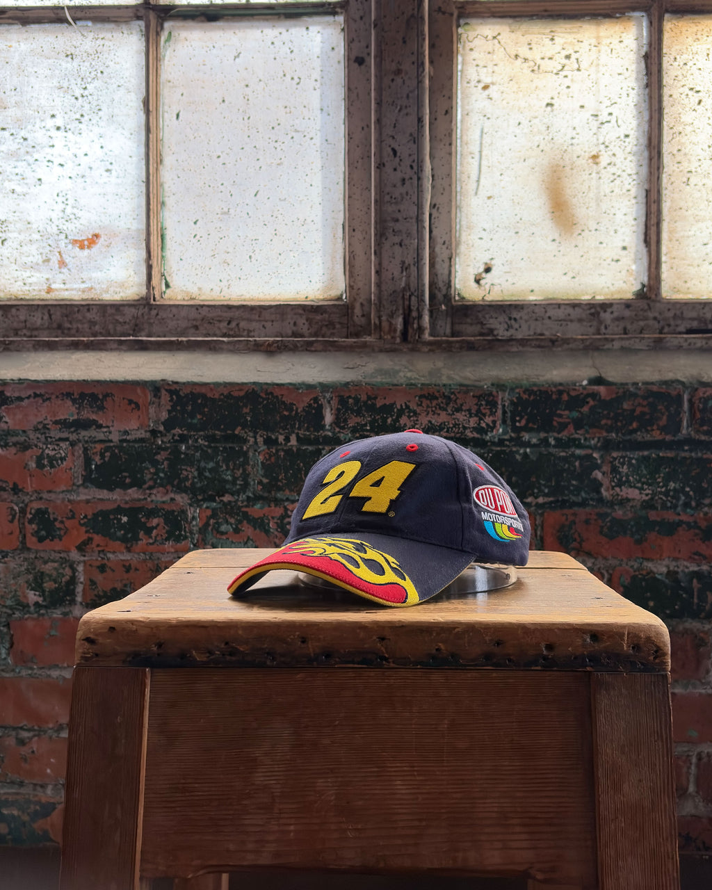 Vintage Jeff Gordon #24 Nascar Embroidered Flame Brim Strapback Hat OSFA
