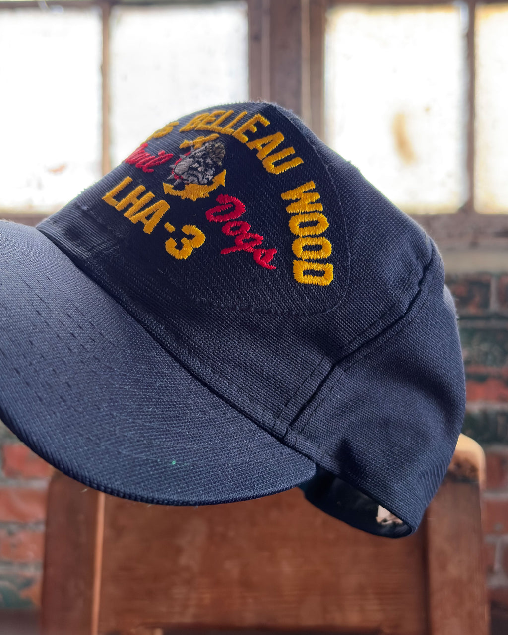 Vintage 80s USS Belleau Wood US Navy Embroidered Snapback Hat OSFA
