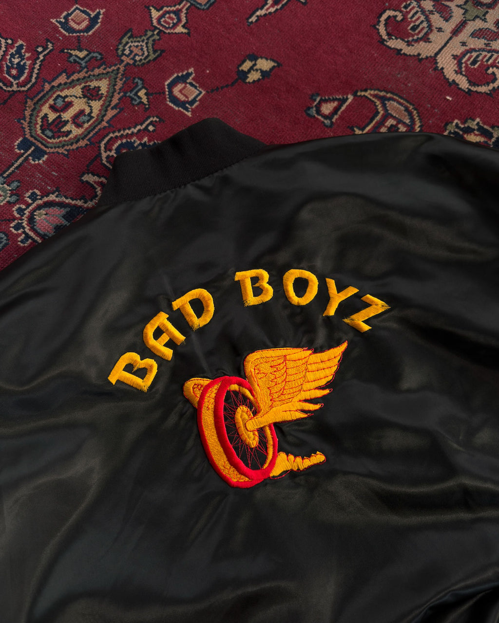 Vintage 80s/90s Bad Boyz Talent Agency Embroidered Satin Bomber Jacket Size 3XL