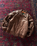 Vintage Hills And Archer Full Zip Brown Leather Bomber Jacket Size 38