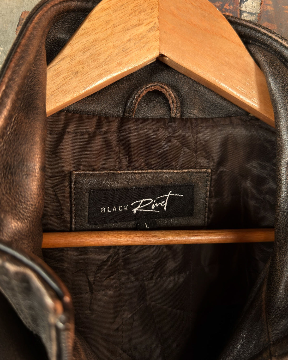 Vintage Black Rivet Quilted Lined Faded Full Zip Faded Leather Bomber Jacket Size Large