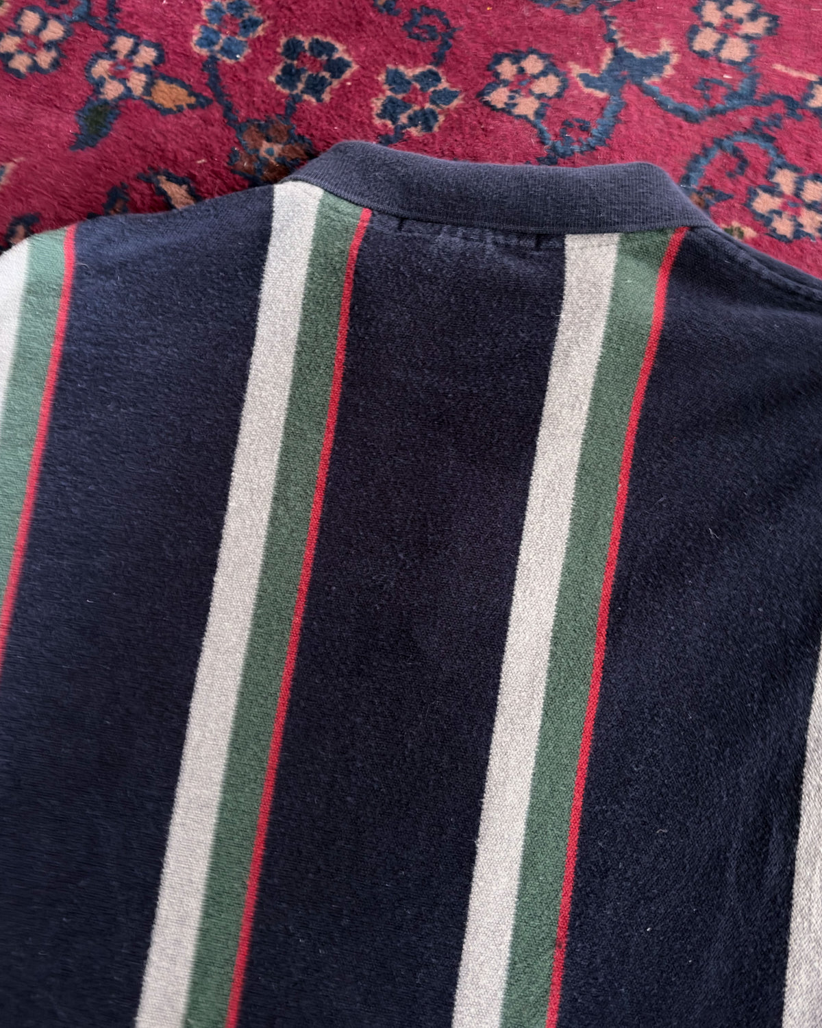 Vintage 90s Polo Ralph Lauren Striped Embroidered Pony 1/4 Button Polo Shirt Size XL