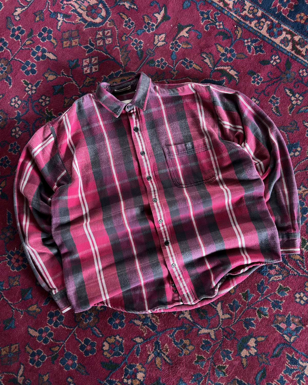 Vintage Eddie Bauer Single Pocket Long Sleeve Button Up Size XL Tall