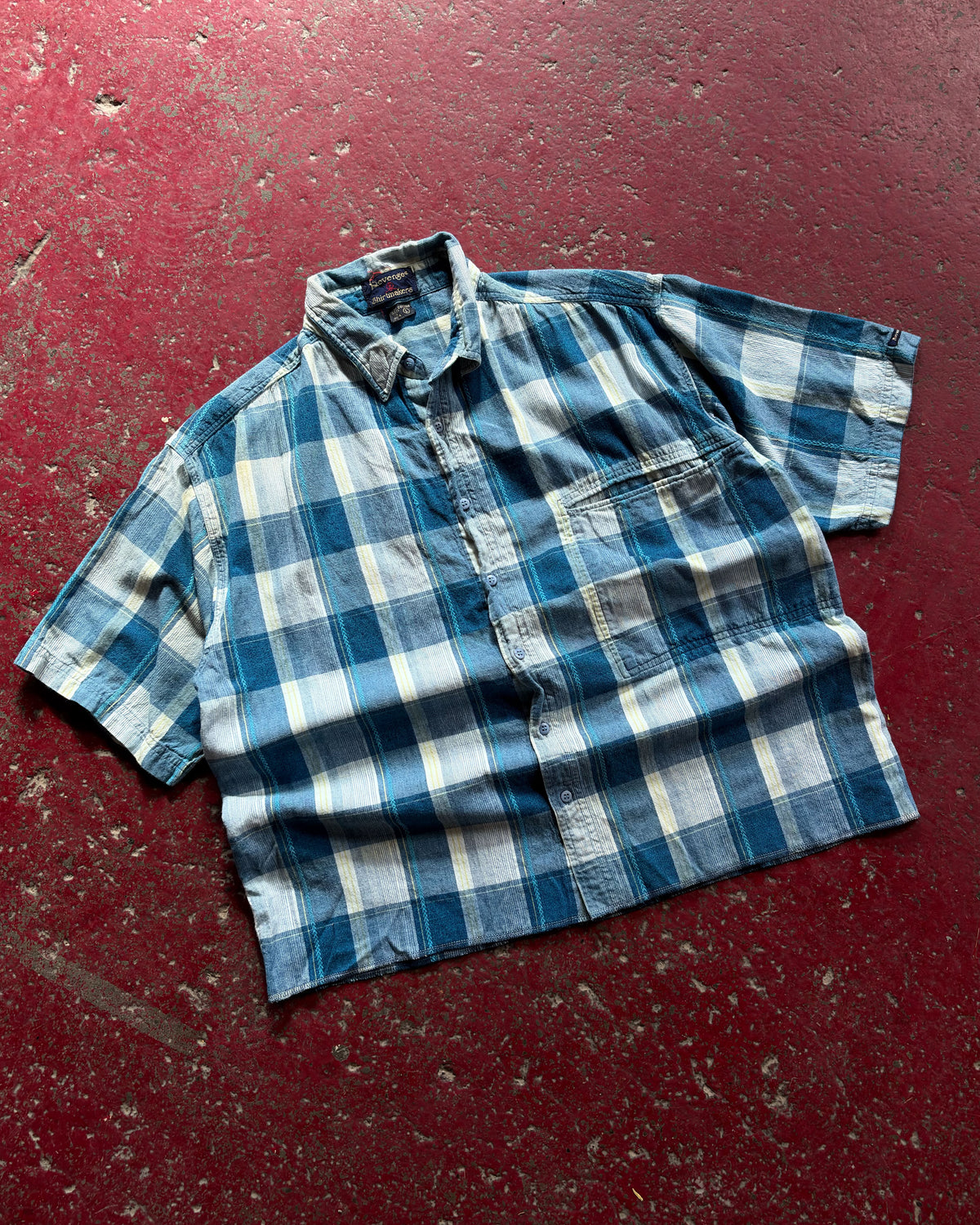 Vintage Revenge Shirtmakers Plaid Cropped Reworked Button Up Size Large