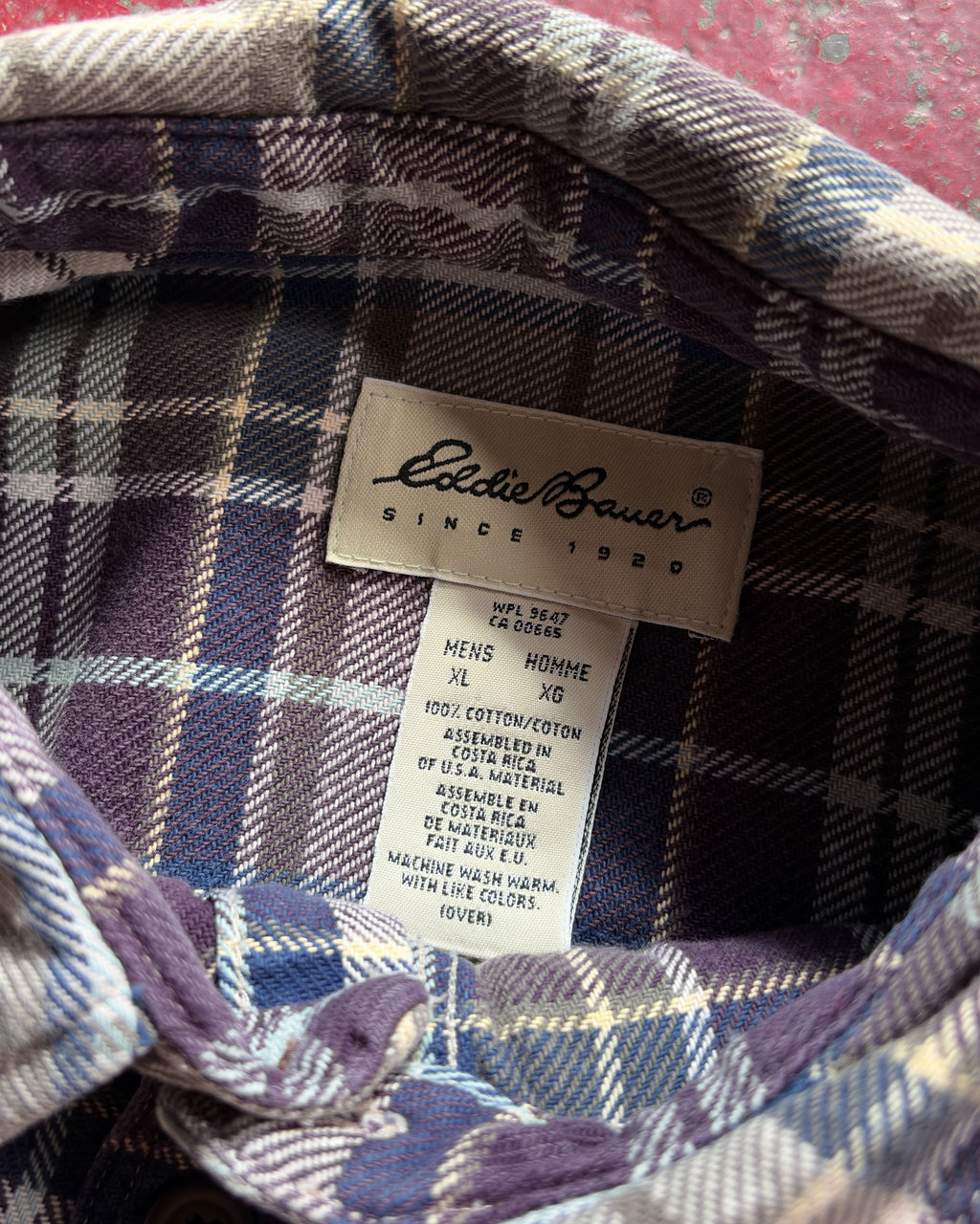 Vintage Eddie Bauer Plaid Print Double Pocket Long Sleeve Button Up Size XL
