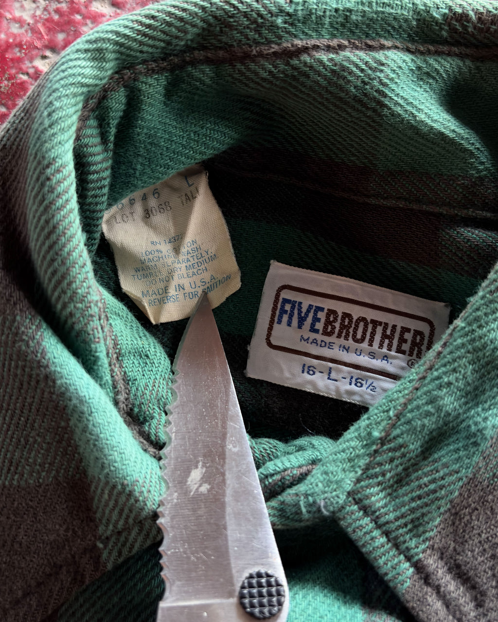 Vintage 80s Five Brothers Heavyweight Plaid Long Sleeve Button Up Size Large