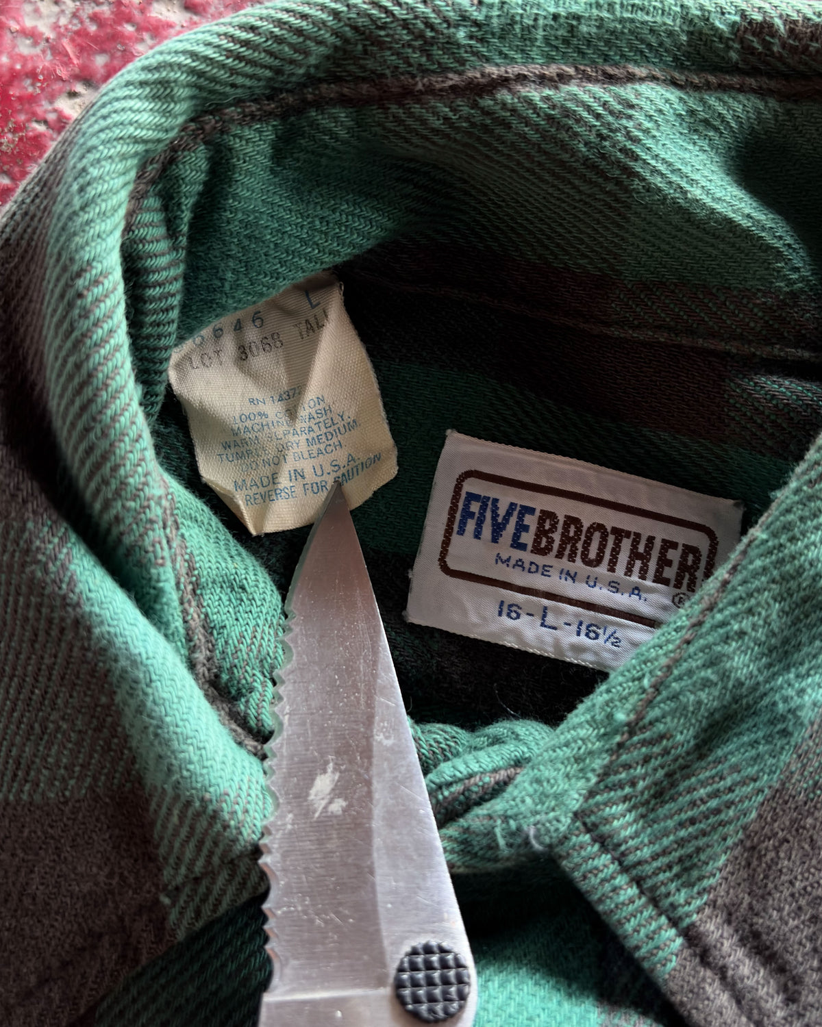 Vintage 80s Five Brothers Heavyweight Plaid Long Sleeve Button Up Size Large