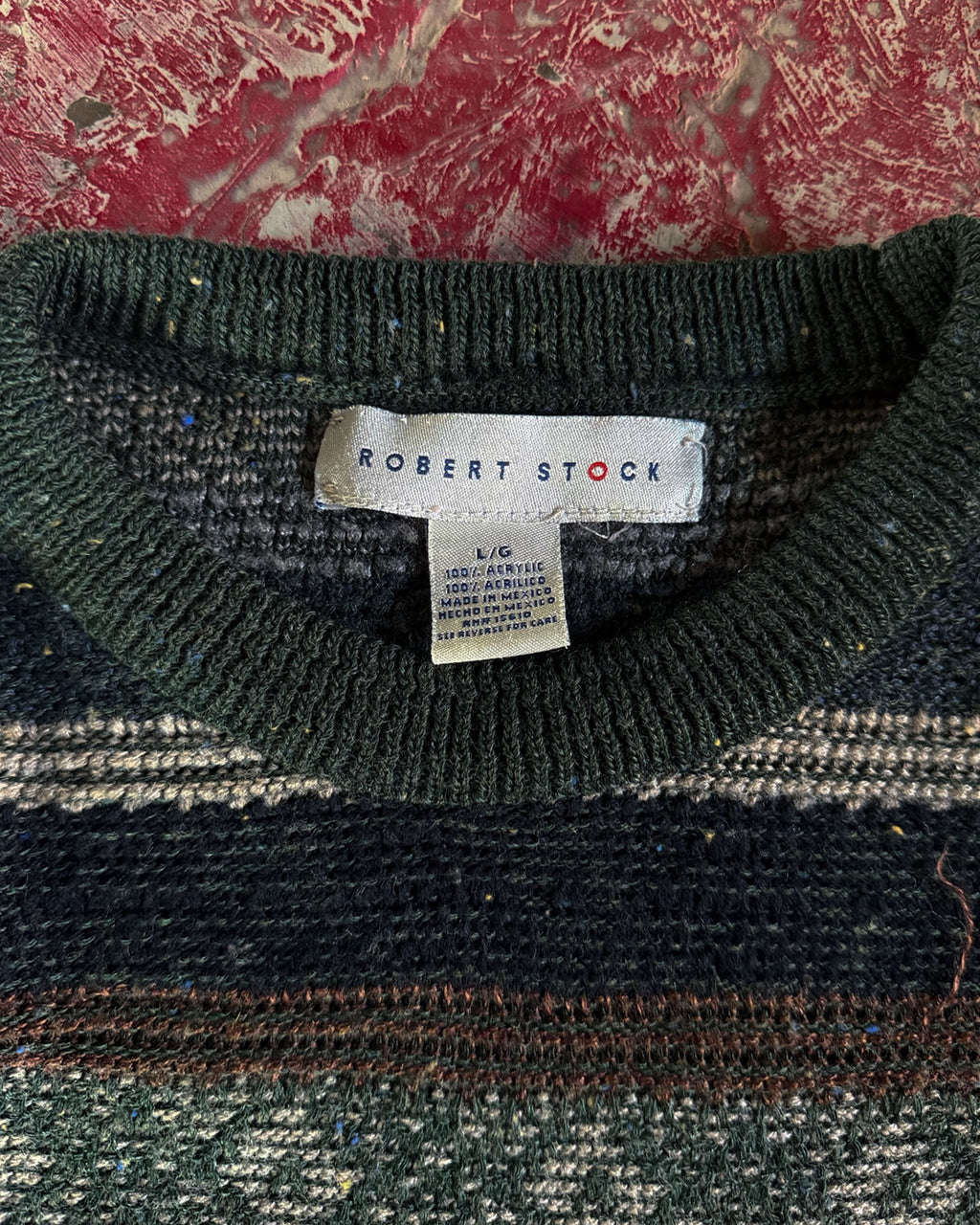Vintage Robert Stock Abstract Stripe Knit Sweater Size Large