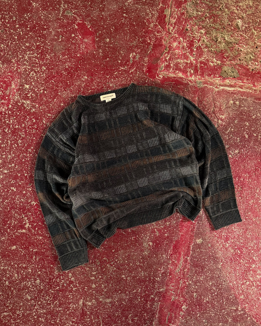 Vintage Pronto Uomo Abstract Striped Print Pullover Knit Sweater Size Medium