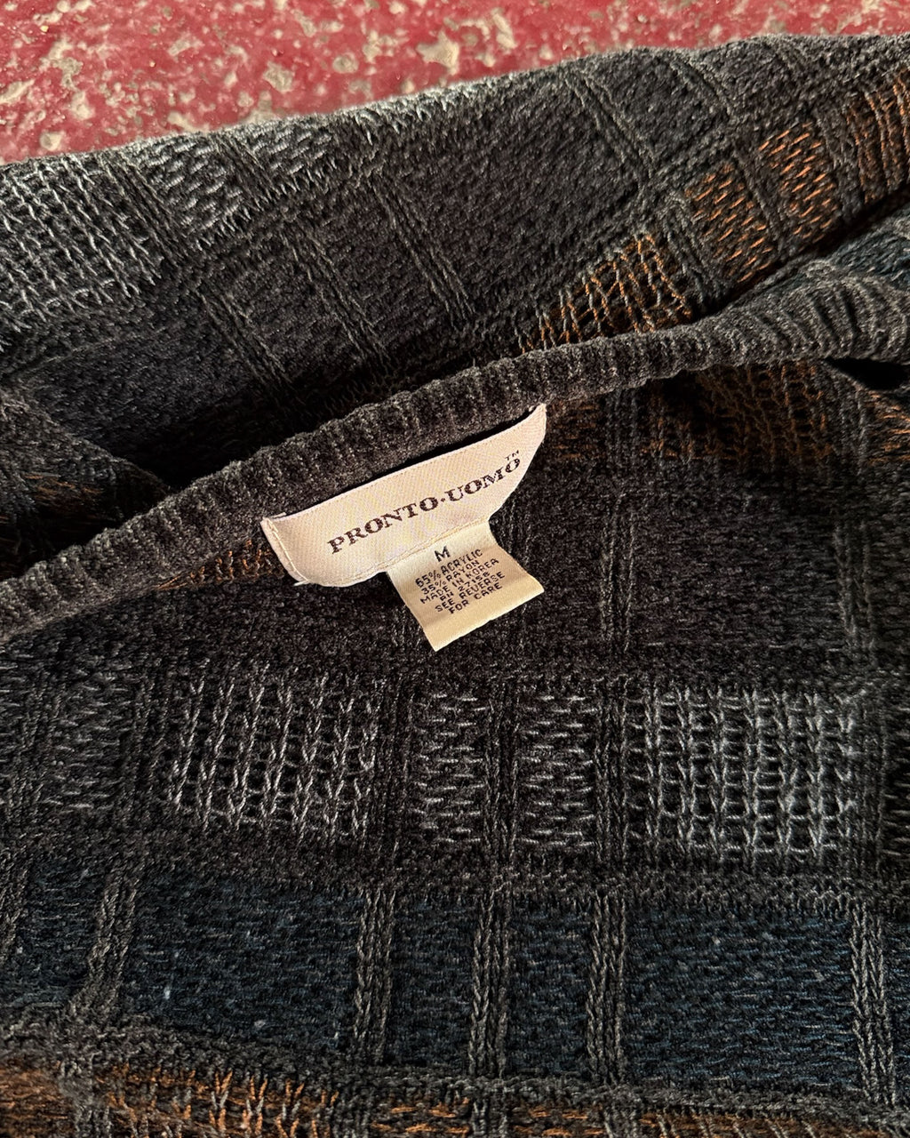 Vintage Pronto Uomo Abstract Striped Print Pullover Knit Sweater Size Medium