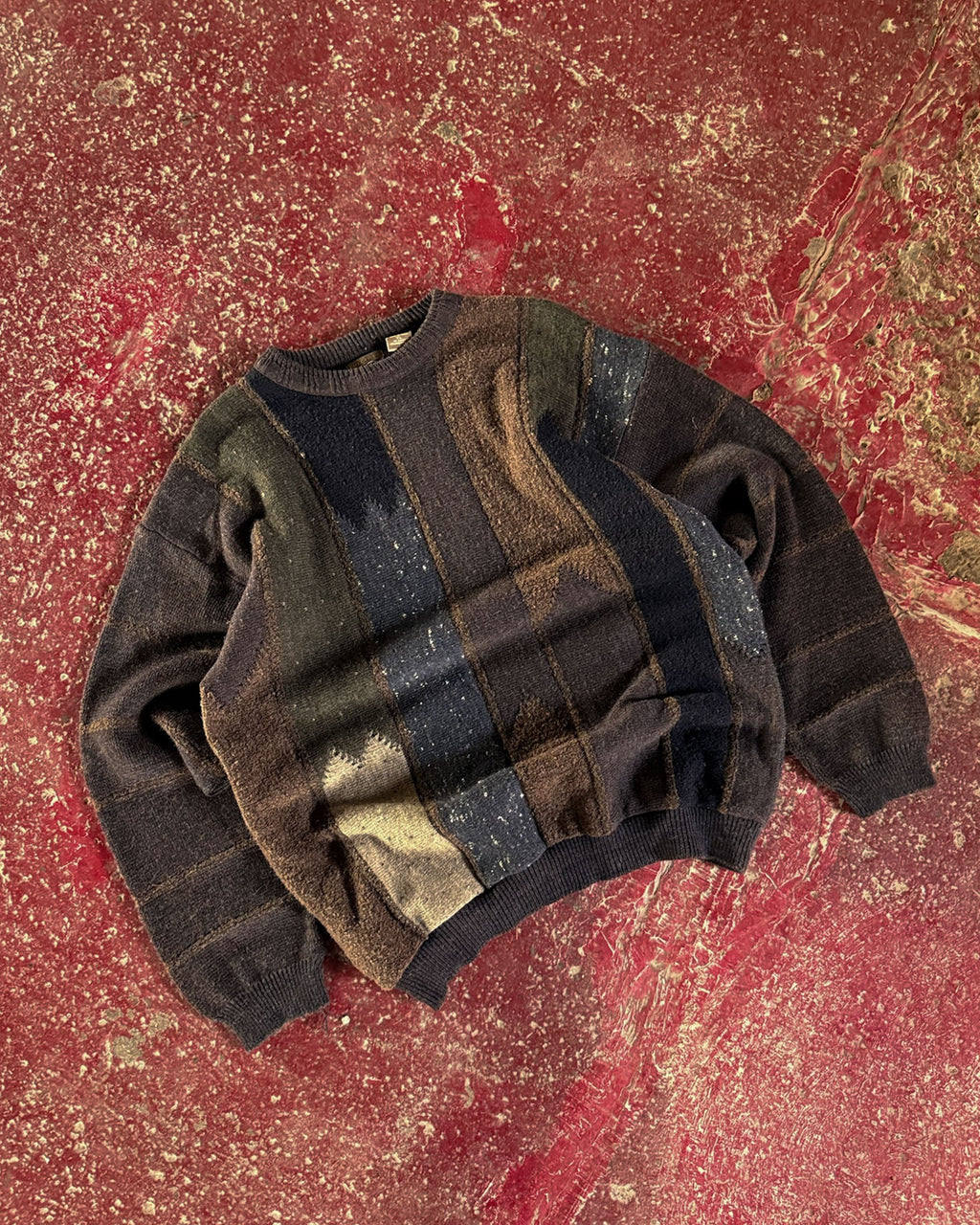 Vintage Haggar Clothing Co Abstract Striped Pullover Knit Sweater Size XL
