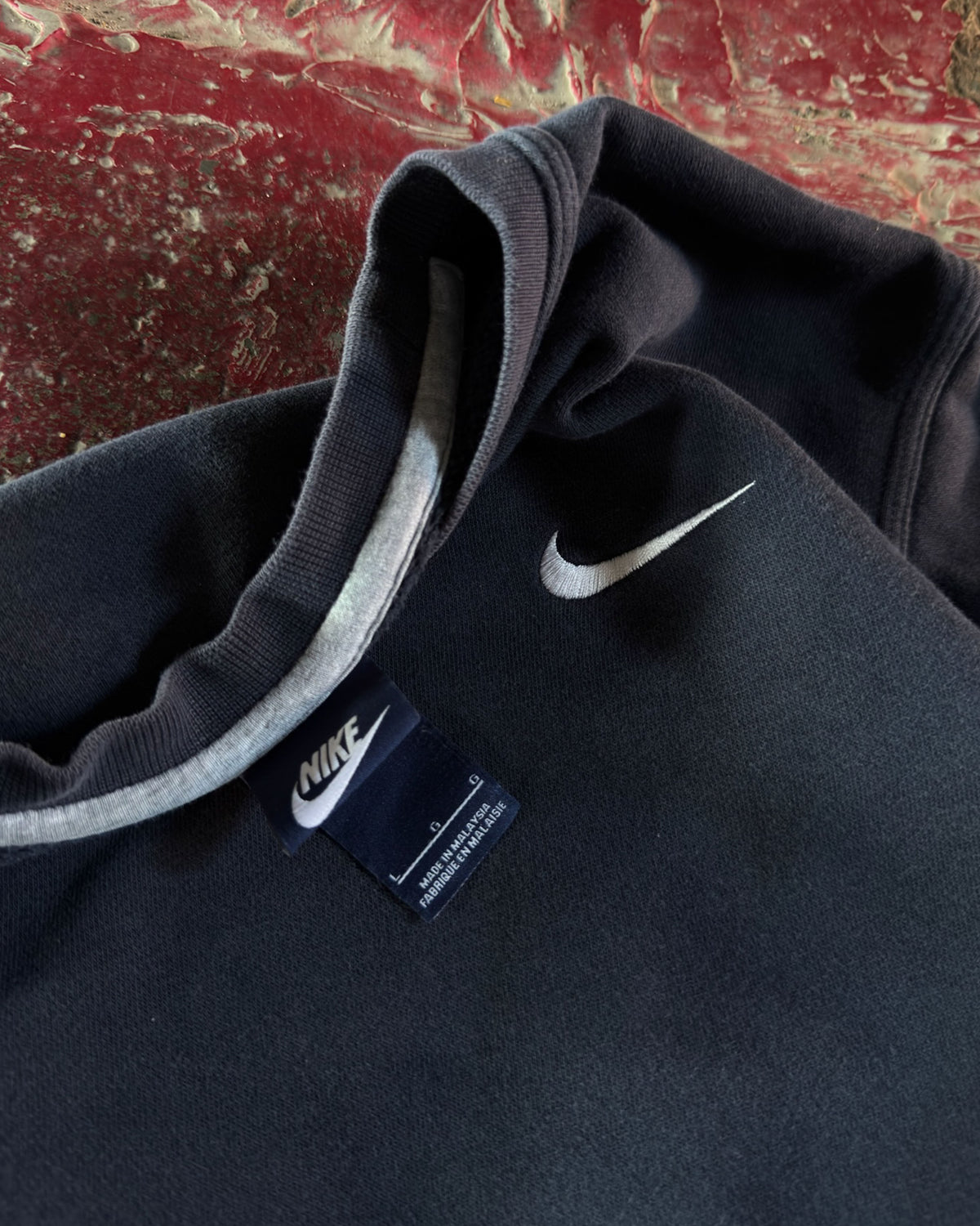 Vintage Nike Embroidered Mini Swoosh Navy Crewneck Sweatshirt Size Large
