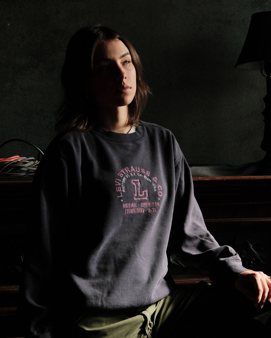 Vintage 90s Levi's Dry Goods Embroidered Spellout Sweatshirt Size Large