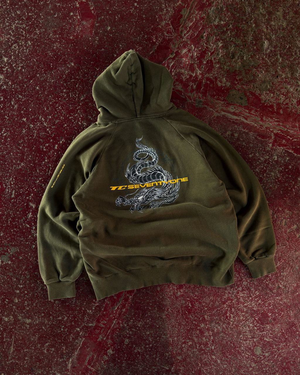 Vintage TC Seventy One Surf Wear Dragon Graphic Hooded Sweatshirt Size Large