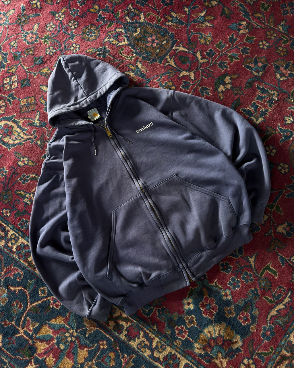Vintage 90s Carhartt Embroidered Spellout Full Zip Hooded Sweatshirt Size Large