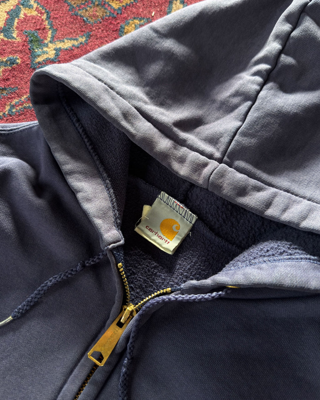 Vintage 90s Carhartt Embroidered Spellout Full Zip Hooded Sweatshirt Size Large