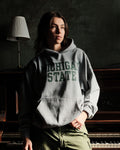 Vintage Michigan State Spartans NCAA Spellout Graphic Hooded Sweatshirt Size XL