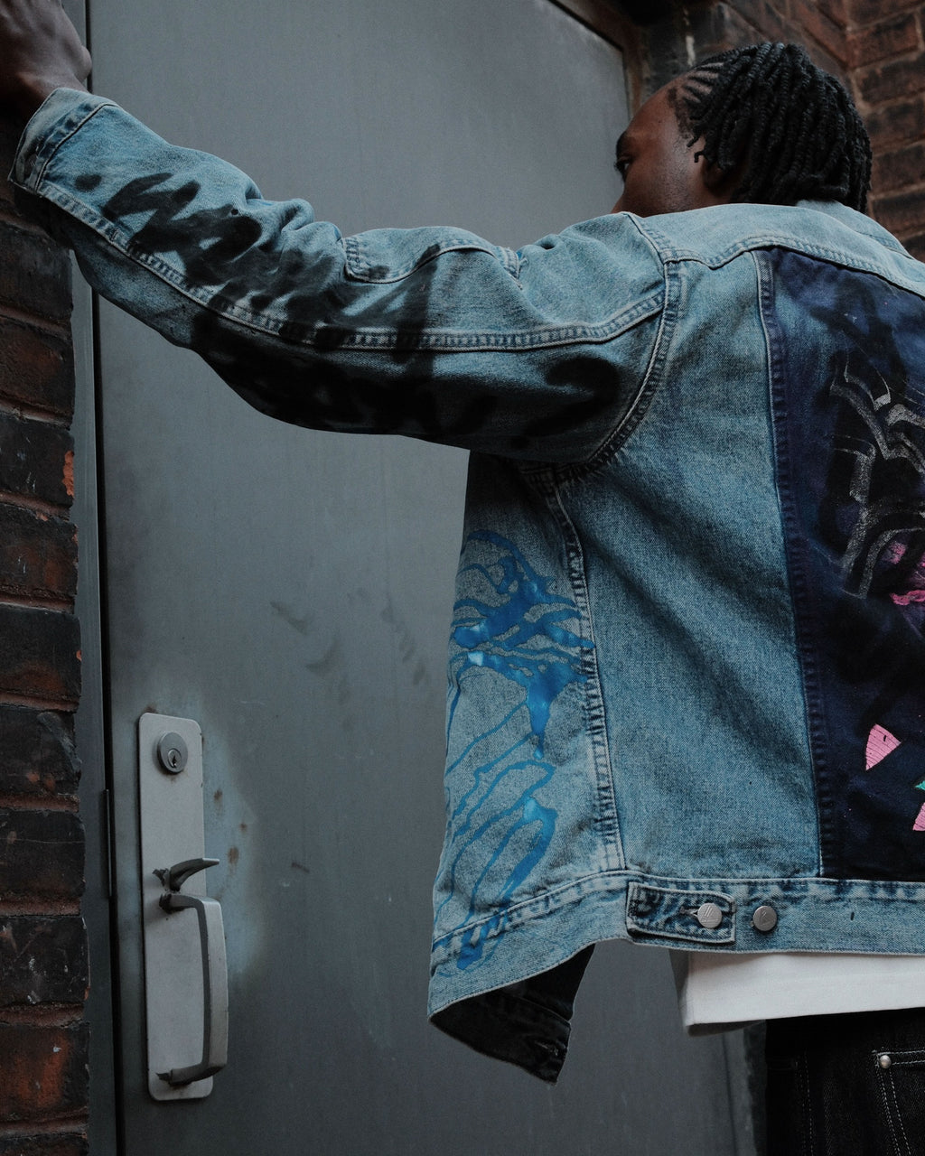 Drop Spot X Dope Chief Levi's Silver Tab Denim Trucker Jacket Size Large 0002