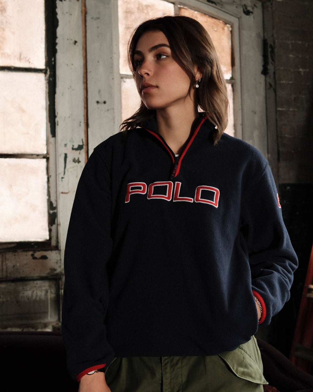 Vintage Youth Polo Ralph Lauren Embroidered Spellout 1/4 Zip Fleece Sweatshirt Size XL 20
