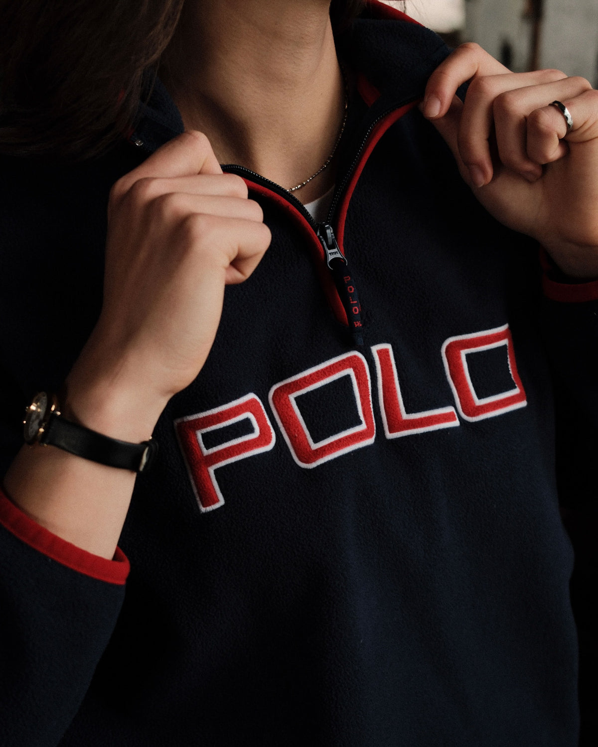 Vintage Youth Polo Ralph Lauren Embroidered Spellout 1/4 Zip Fleece Sweatshirt Size XL 20