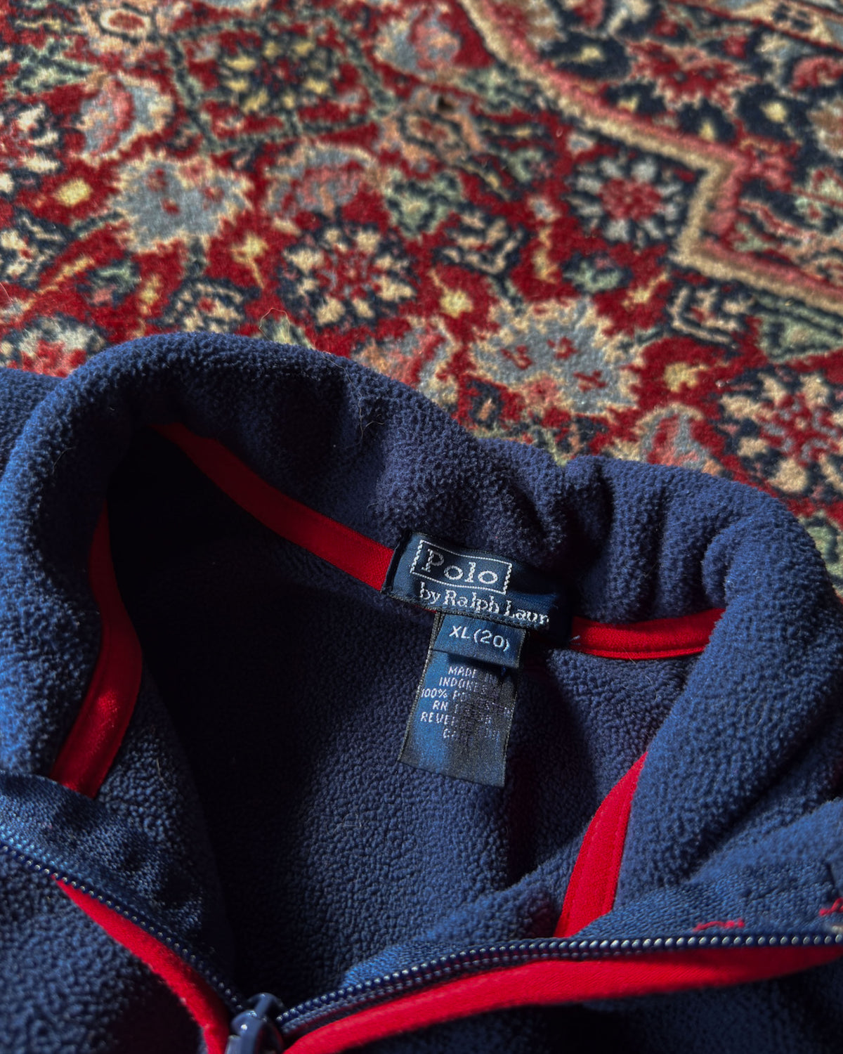 Vintage Youth Polo Ralph Lauren Embroidered Spellout 1/4 Zip Fleece Sweatshirt Size XL 20