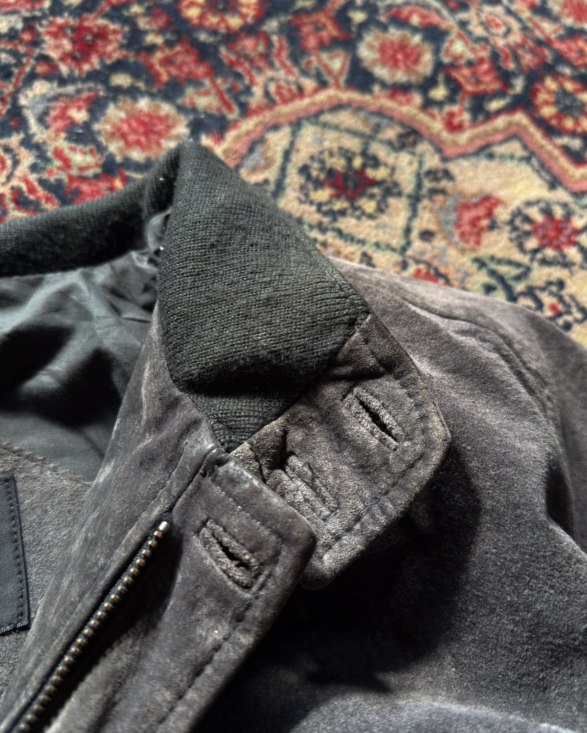 Vintage 90s Lakeland Full Zip Suede Bomber Jacket Size 44