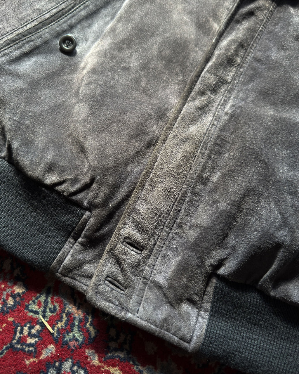 Vintage 90s Lakeland Full Zip Suede Bomber Jacket Size 44