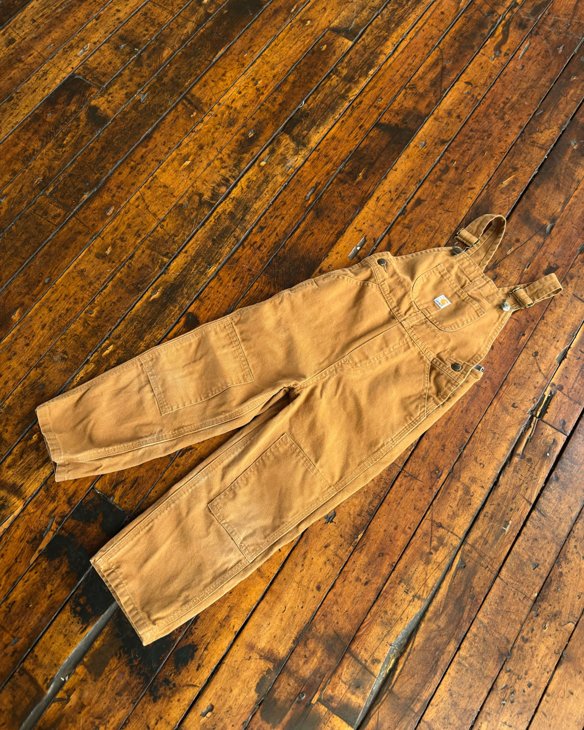 Vintage Youth Carhartt Canvas Workwear Beige Overall Pants Size 4T
