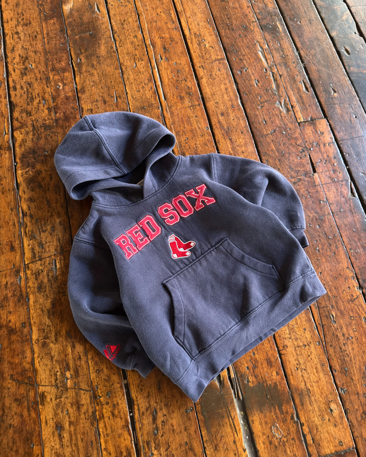 Vintage Youth Boston Red Sox MLB Embroidered Logo Spellout Hooded Sweatshirt Size 3T