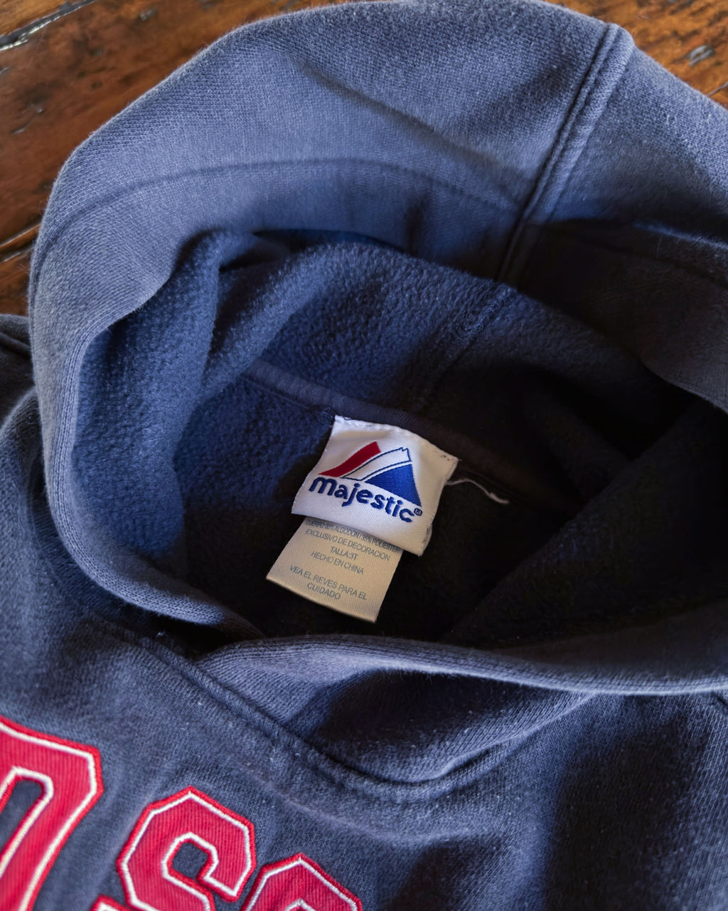 Vintage Youth Boston Red Sox MLB Embroidered Logo Spellout Hooded Sweatshirt Size 3T