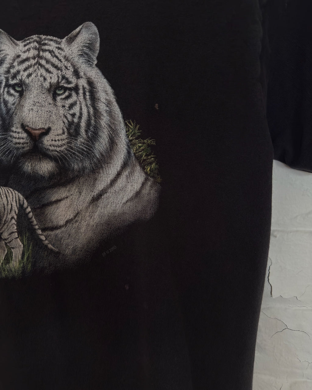Vintage 2003 Youth White Tiger Nature Graphic T-Shirt Size Large 14-16
