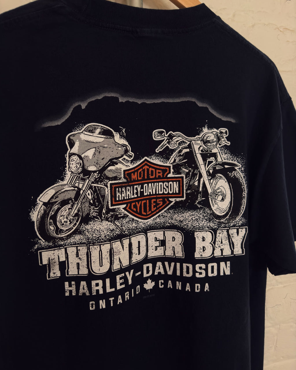 Harley Davidson Thunder Bay Motorcycle Graphic T-Shirt Size Large