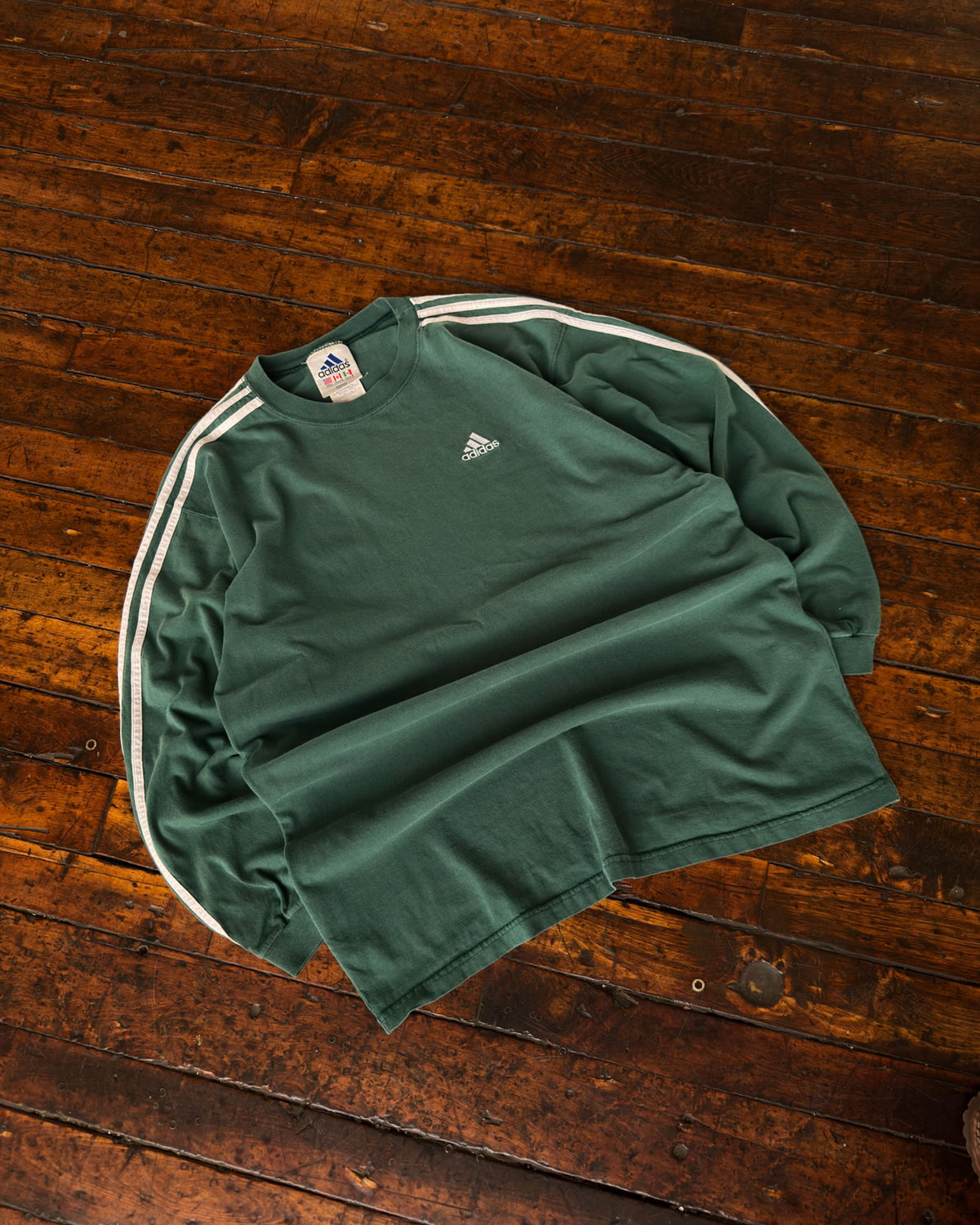 Vintage 90s Adidas Embroidered Logo Striped Long Sleeve T-Shirt Size Large