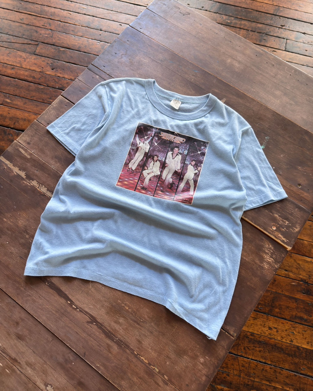 Vintage 1977 Saturday Night Fever Disco Movie Promo Graphic T-Shirt Size Large
